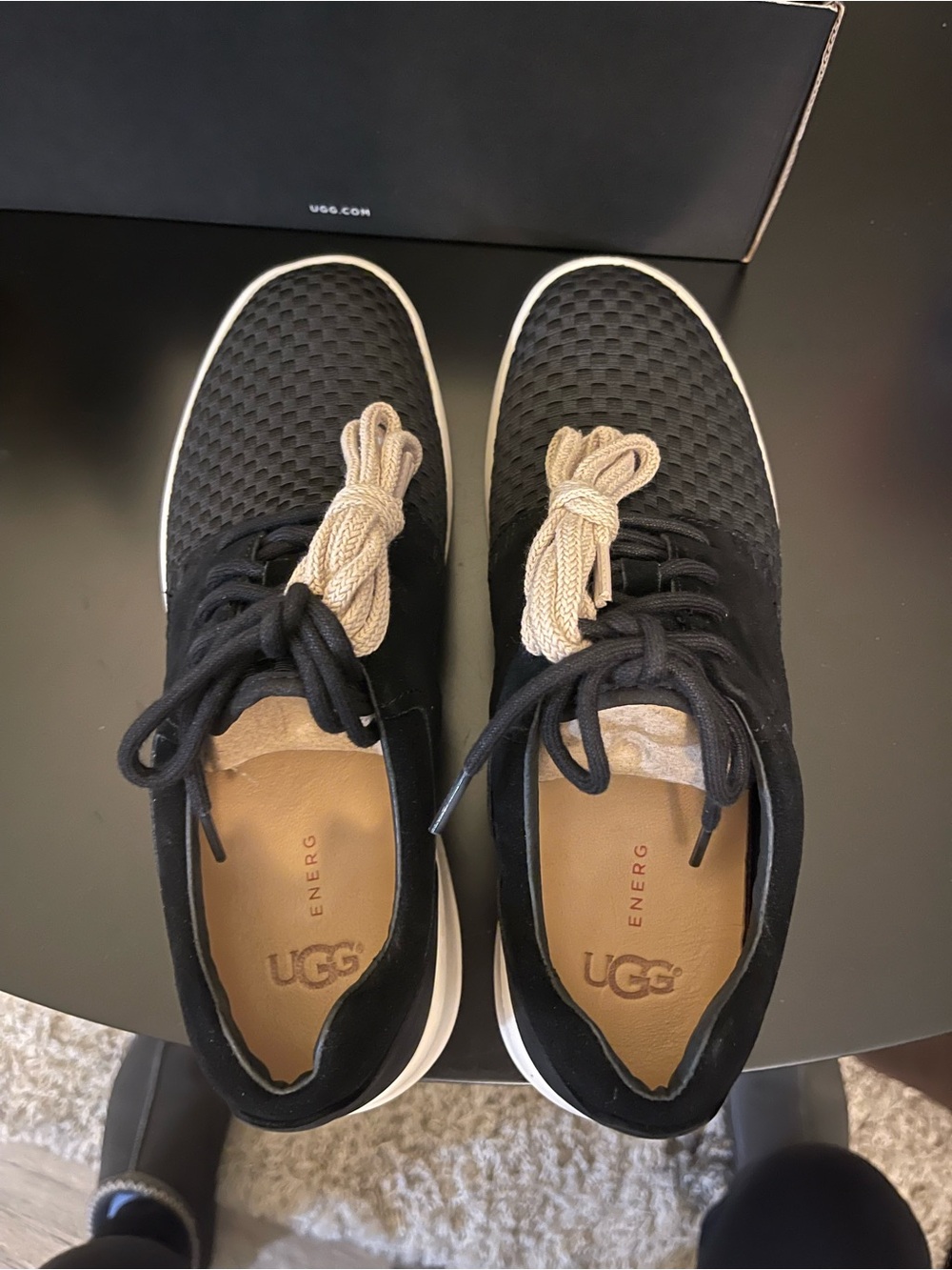 UGG Men's Black Sneakers with Tan Accent Laces